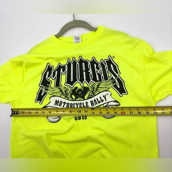 Delta Sturgis Motorcycle Rally Shirt Womens L Neon Yellow Short Sleeve Biker Top - Picture 7 of 10